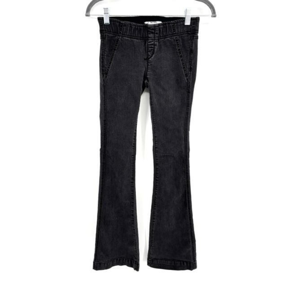 Free People Penny Lane Pull On Flared Black Jeans Size 24 Boho Festival Hippie
